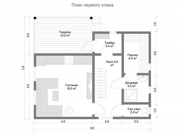 Коттеджи из профилированного бруса 7х8. фото